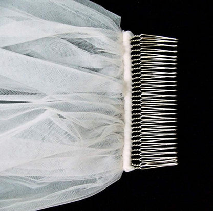"Nieve" - Raw Edge 2-Tier Fingertip Bridal Veil - Available in White, Off-White and Ivory