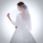 "Nieve" - Raw Edge 2-Tier Fingertip Bridal Veil - Available in White, Off-White and Ivory