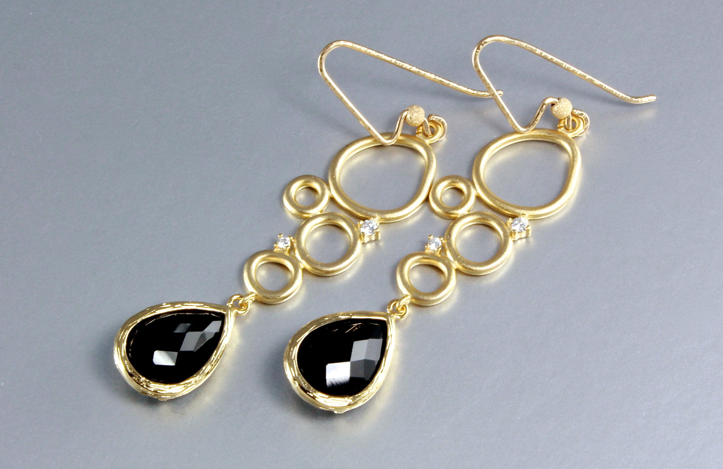"Ella" - Black Onyx Drop Earrings