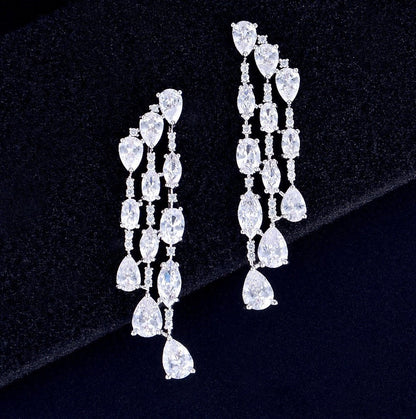 Ornella - Silver Cubic Zirconia Bridal Earrings