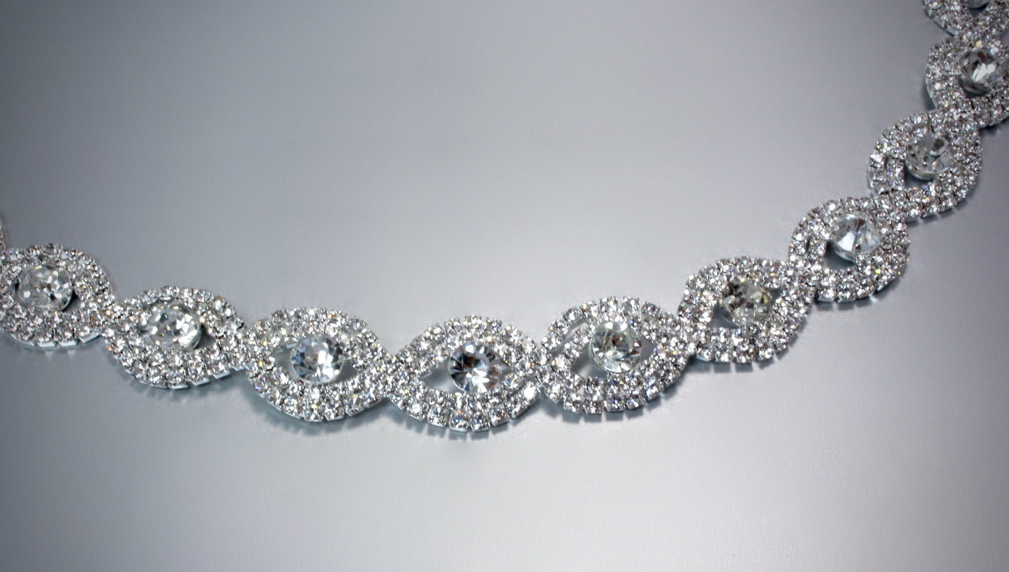 Nora - Silver Crystal Bridal Belt/Sash