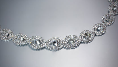 Nora - Silver Crystal Bridal Belt/Sash