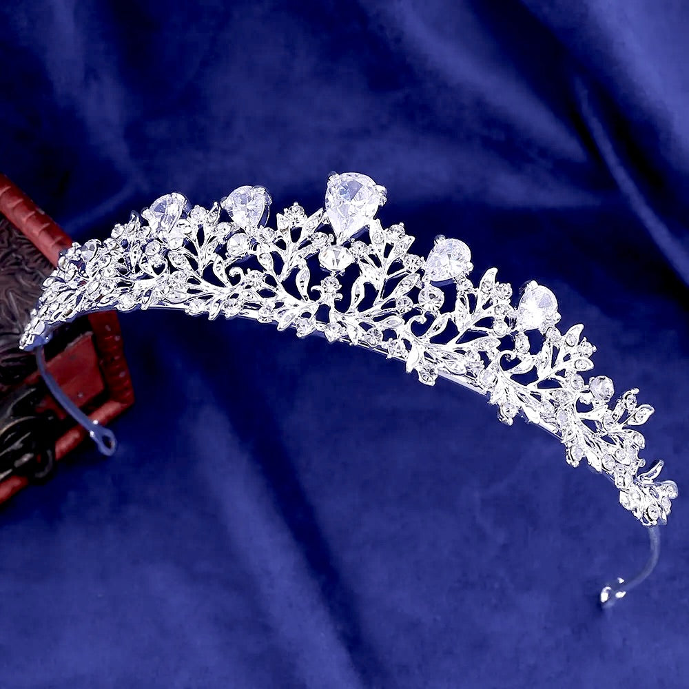 Brianna - Bridal 3-Piece Jewelry Set With Tiara - Available in Gold and Silver