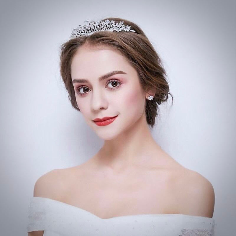 Brianna - Bridal 3-Piece Jewelry Set With Tiara - Available in Gold and Silver