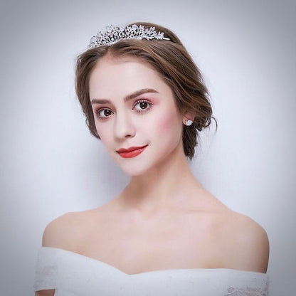 Brianna - Bridal 3-Piece Jewelry Set With Tiara - Available in Gold and Silver