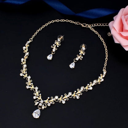 Brianna - Bridal 3-Piece Jewelry Set With Tiara - Available in Gold and Silver