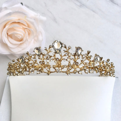 Pamela - Bridal 3-Piece Jewelry Set With Tiara - Available in Gold and Silver