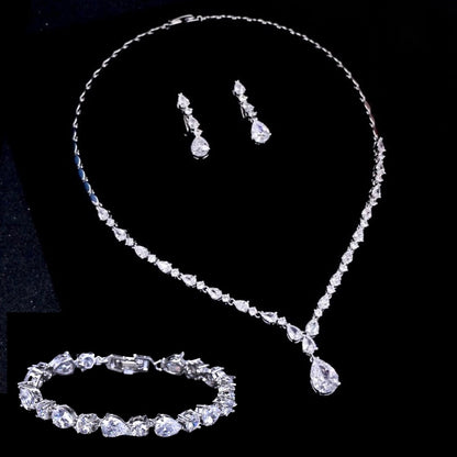 Colette - 3-Piece Cubic Zirconia Bridal Jewelry Set - Available in Silver, Rose Gold and Yellow Gold