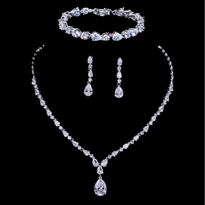 Colette - 3-Piece Cubic Zirconia Bridal Jewelry Set - Available in Silver, Rose Gold and Yellow Gold
