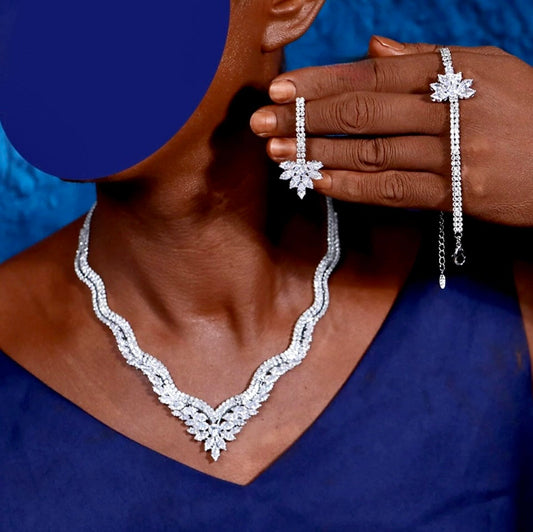 Adara - Luxury Cubic Zirconia Three-Piece Bridal Jewelry Set