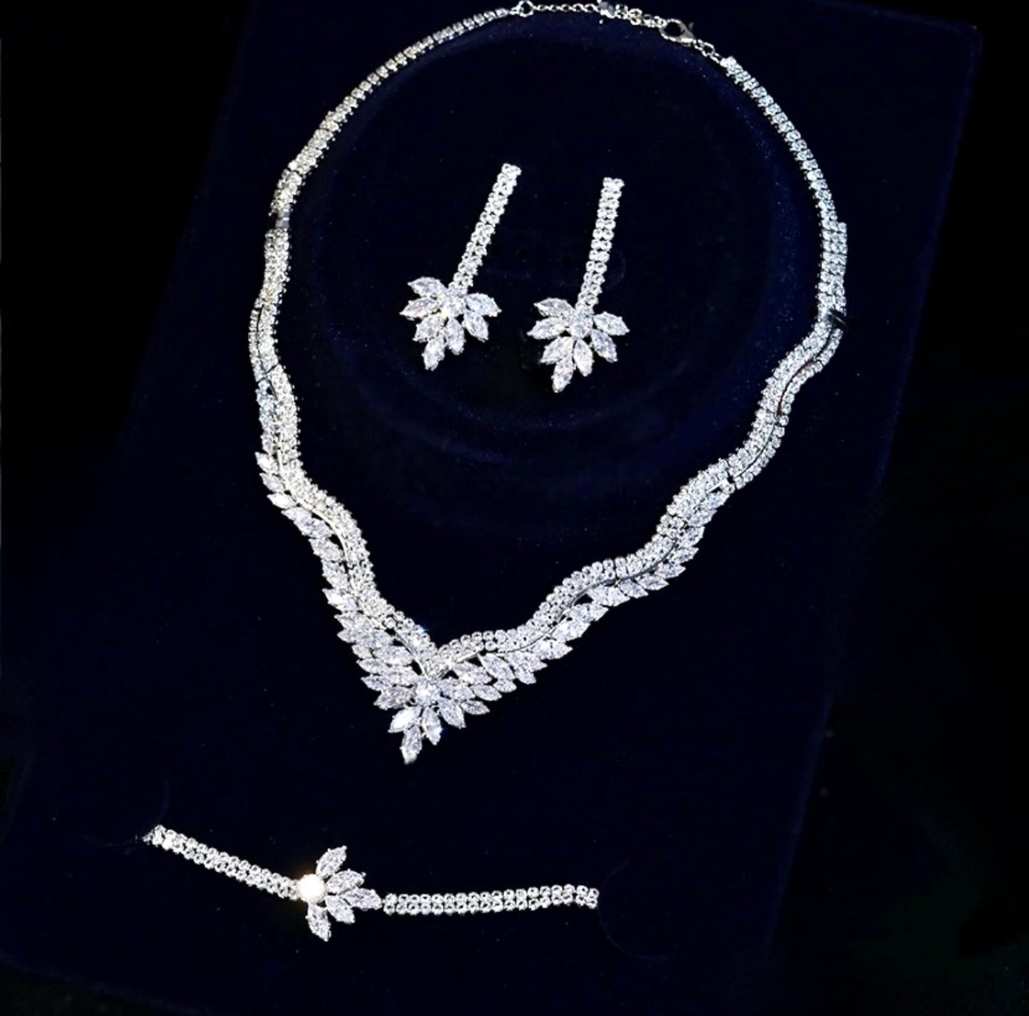 Adara - Luxury Cubic Zirconia Three-Piece Bridal Jewelry Set