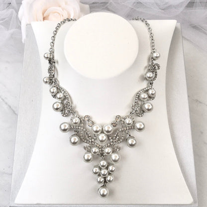 "Myla" - Pearl 3-Piece Bridal Jewelry Set With Tiara