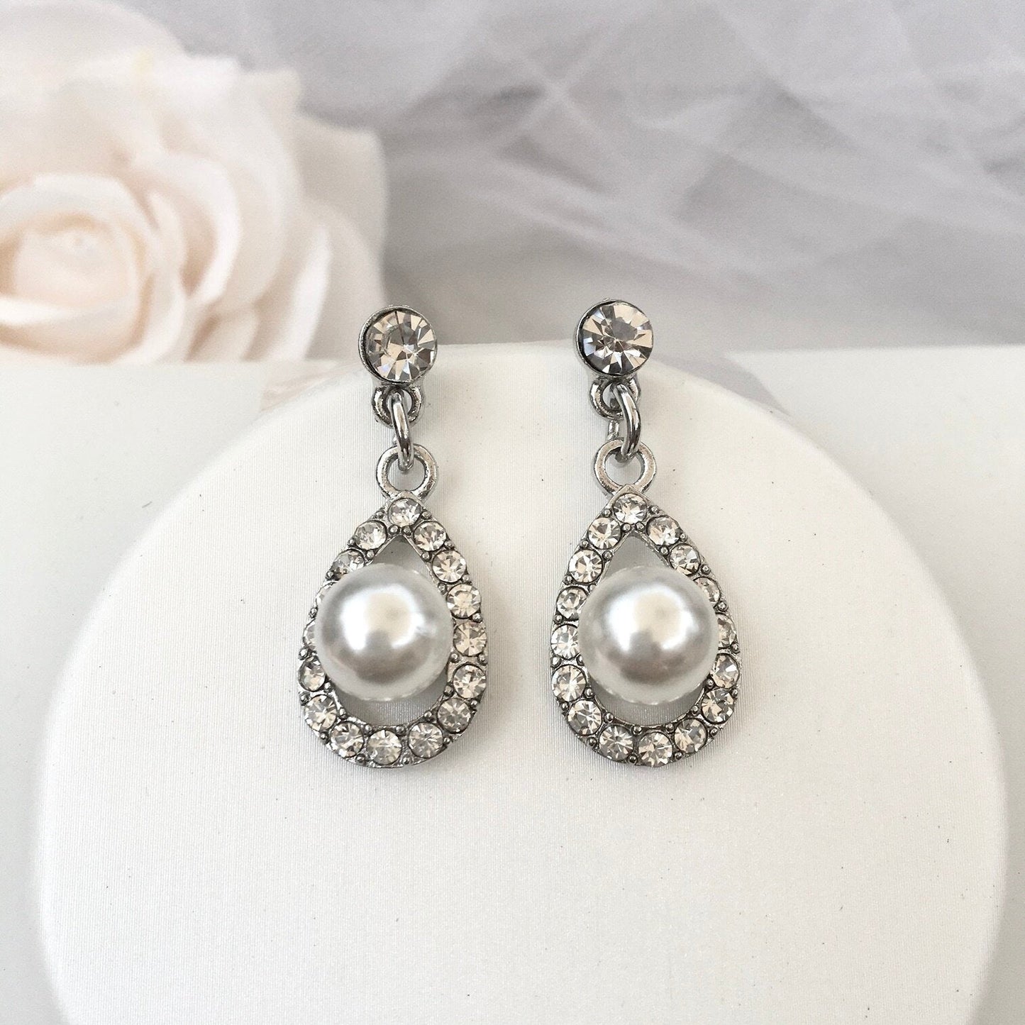 "Myla" - Pearl 3-Piece Bridal Jewelry Set With Tiara
