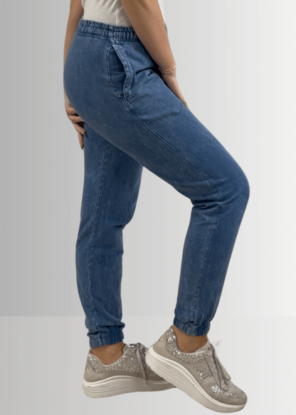 All Day French Terry Pocket Joggers in Light Denim