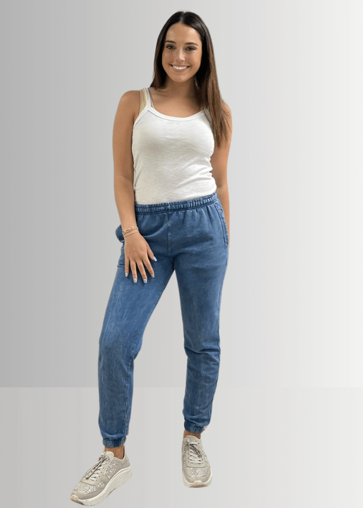 All Day French Terry Pocket Joggers in Light Denim