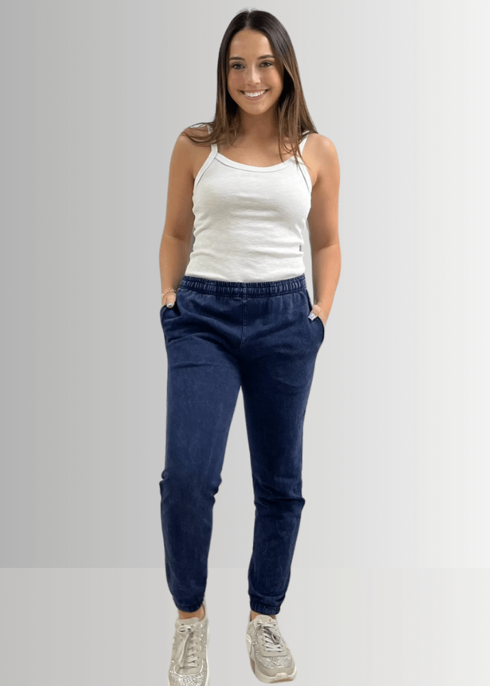 All Day French Terry Pocket Joggers in Light Denim