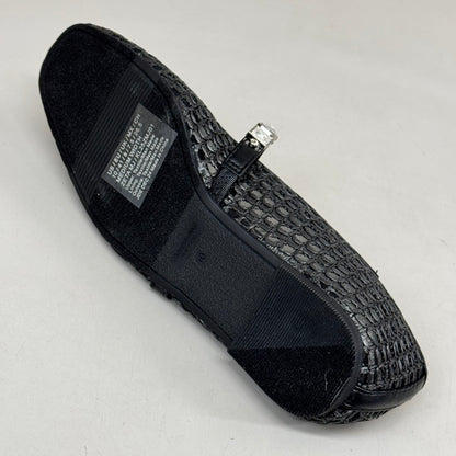 KENNETH COLE New York Zeta Raffia Jewel Jane Flat Women's Sz 10 Black KL25ZMJ01