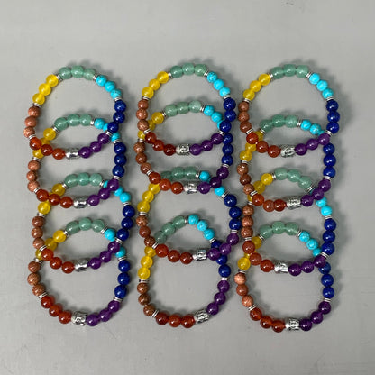 BEST WHOLESALE 12-PACK! Multi Beaded Crystal Bracelets 3" 7 Colors  New