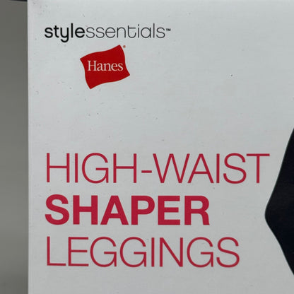 HANES (2 PACK) High Waist Shaper Leggings Cotton/Spandex Womens Sz M Black 441867