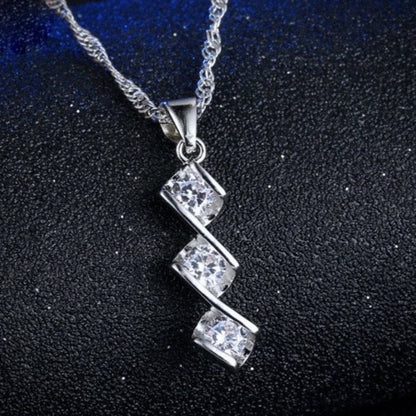 "Anaya" - Cubic Zirconia and Sterling Silver Bridal Necklace and Earrings Set