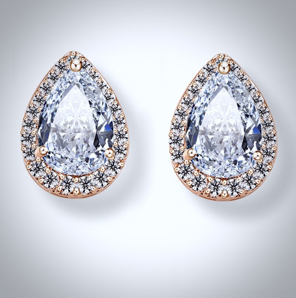 Lyric - Cubic Zirconia Bridal Earrings - Available in Silver, Rose Gold and Yellow Gold