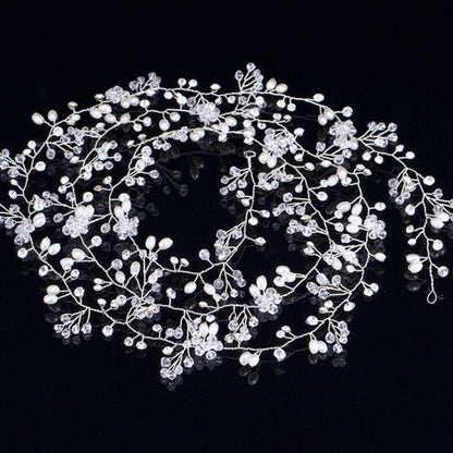 June - Pearl and Crystal Bridal Hair Vine - Available in Silver, Rose Gold and Yellow Gold