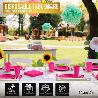 350 Pcs Cerise Plastic Disposable Tableware Set