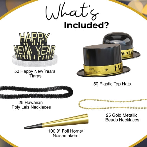 Happy New Years Fireburst Party Kit For 100
