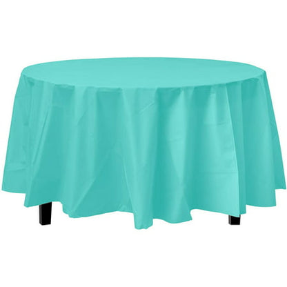 Premium Round Aqua Blue Plastic Table Cover