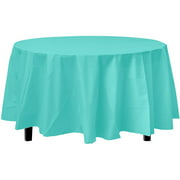 Premium Round Aqua Blue Plastic Table Cover