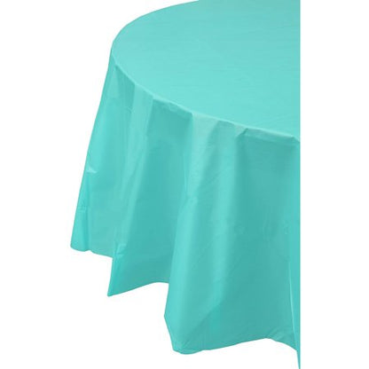 Premium Round Aqua Blue Plastic Table Cover