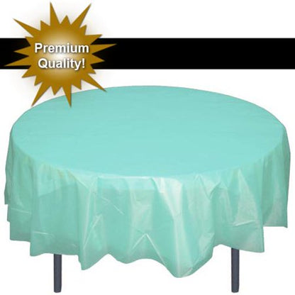 Premium Round Aqua Blue Plastic Table Cover