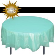 Premium Round Aqua Blue Plastic Table Cover
