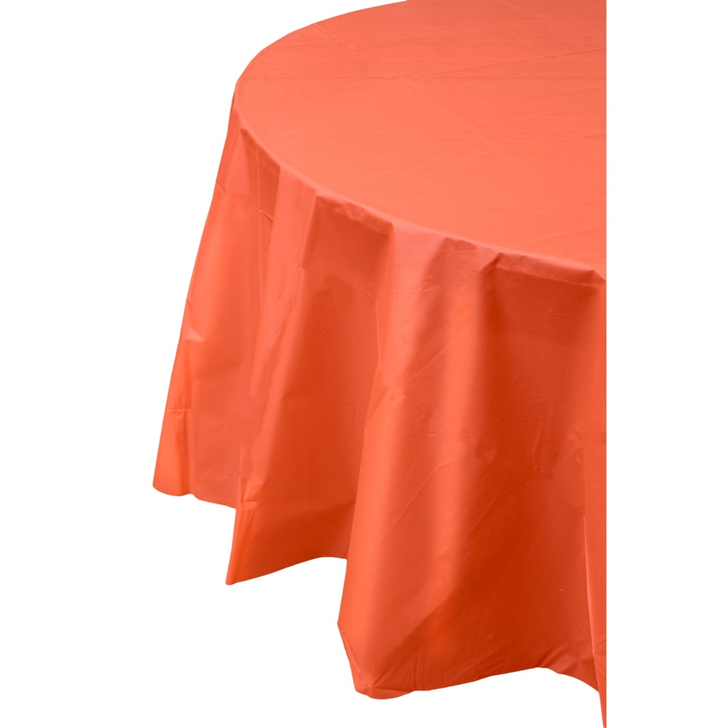 Premium Round Orange Plastic Table Cover