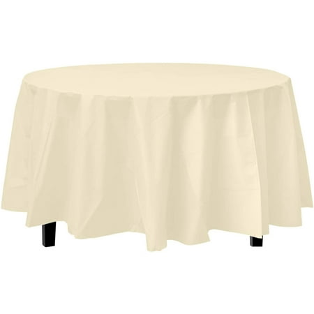 Premium Round Light Yellow Plastic Table Cover