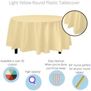Premium Round Light Yellow Plastic Table Cover