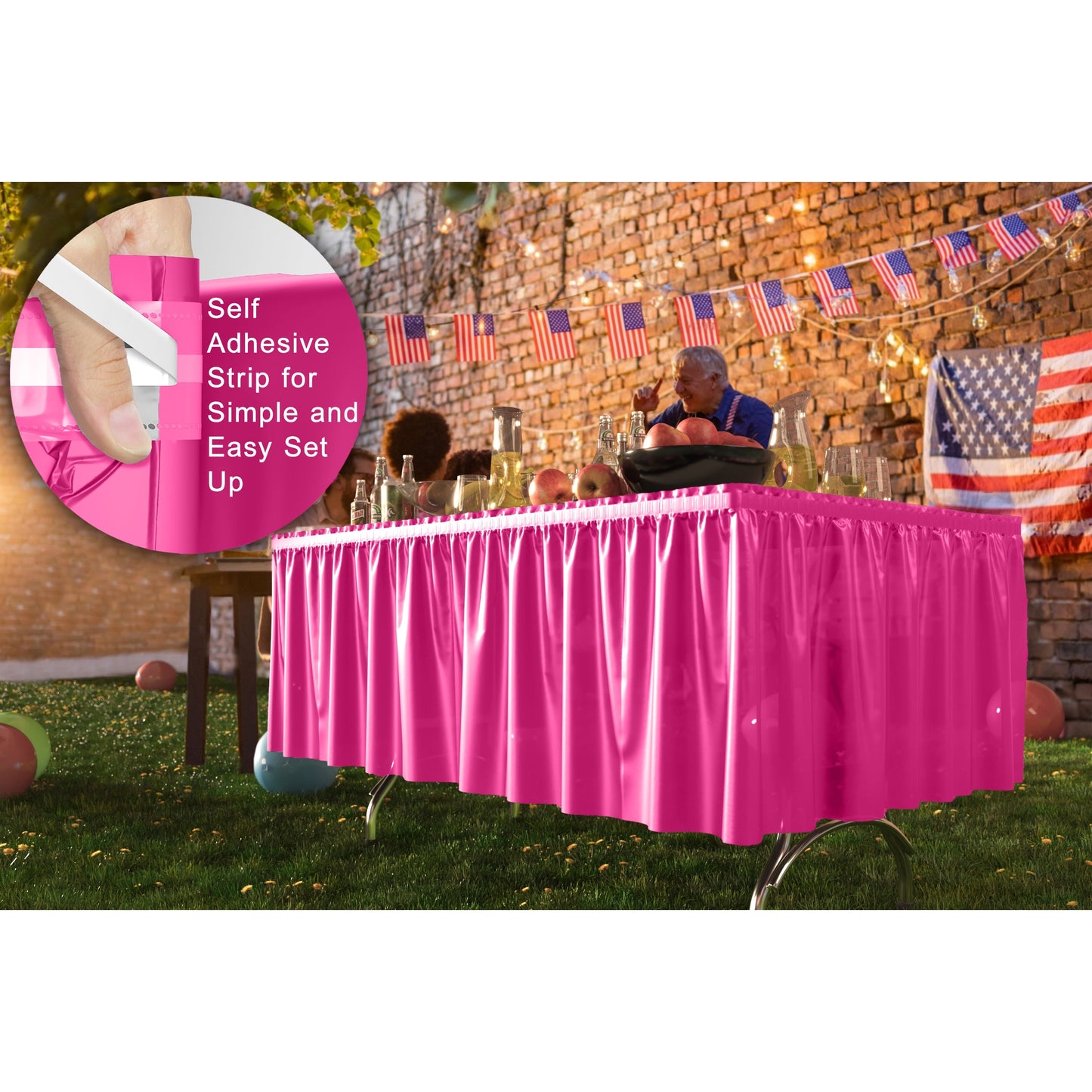 Cerise Plastic Table Skirt