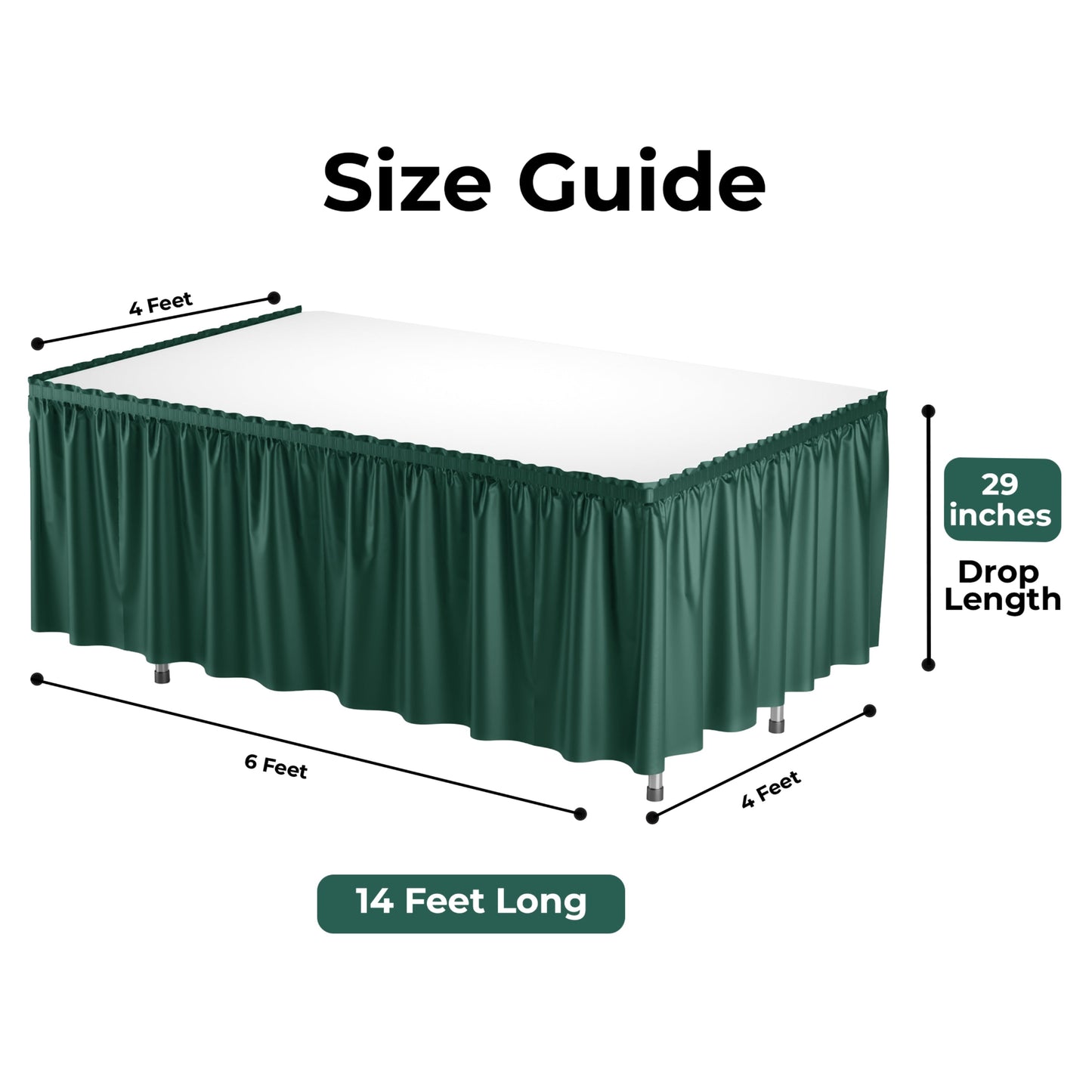 Dark Green Plastic Table Skirt