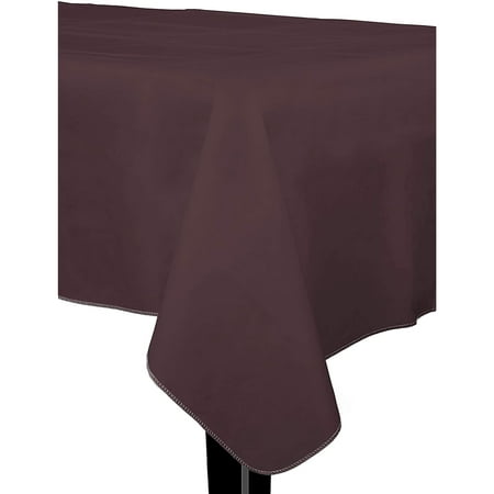 Brown Flannel Backed Plastic Table Cover 54 In. x 70 In.