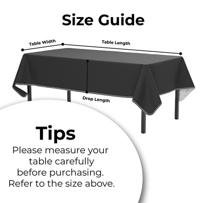 Black Flannel Backed Plastic Table Cover 54 In. x 108 In.