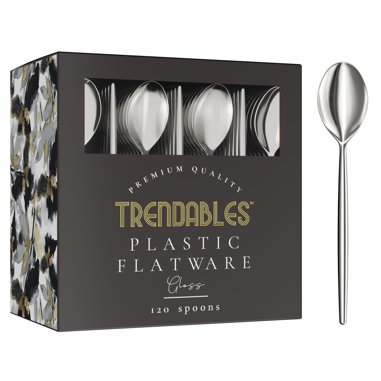 Trendables Gloss Silver Plastic Spoons | 120 Count
