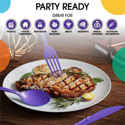 Heavy Duty Purple Plastic Forks | 50 Count