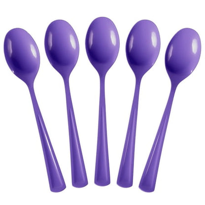 Heavy Duty Purple Plastic Spoons | 50 Count