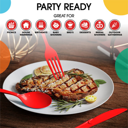 Heavy Duty Red Plastic Knives | 50 Count