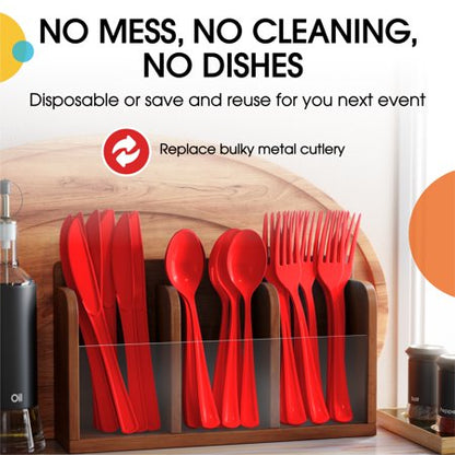 Heavy Duty Red Plastic Knives | 50 Count