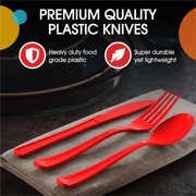 Heavy Duty Red Plastic Knives | 50 Count