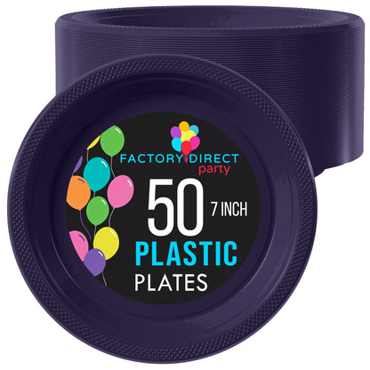 7 In. Navy Plastic Plates | 50 Count