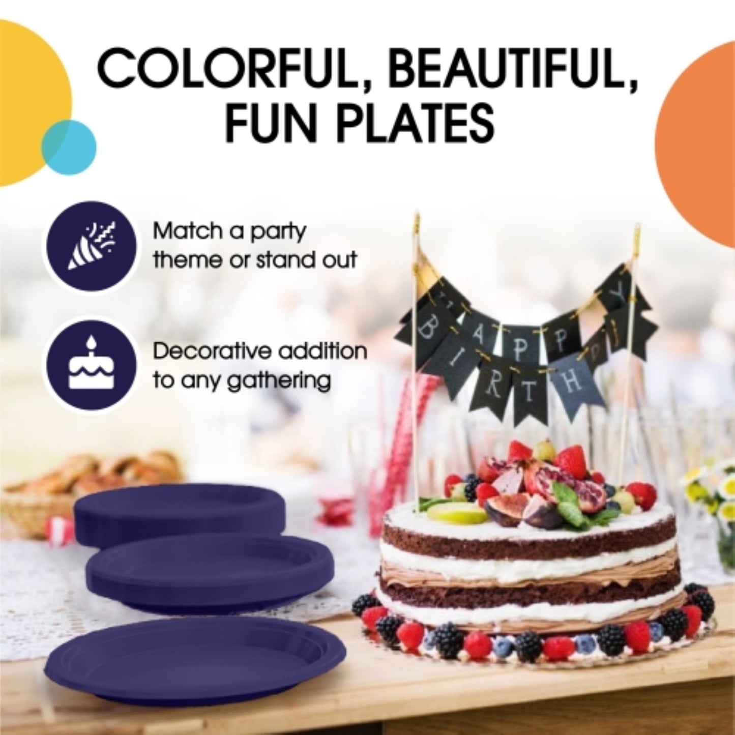 7 In. Navy Plastic Plates | 50 Count