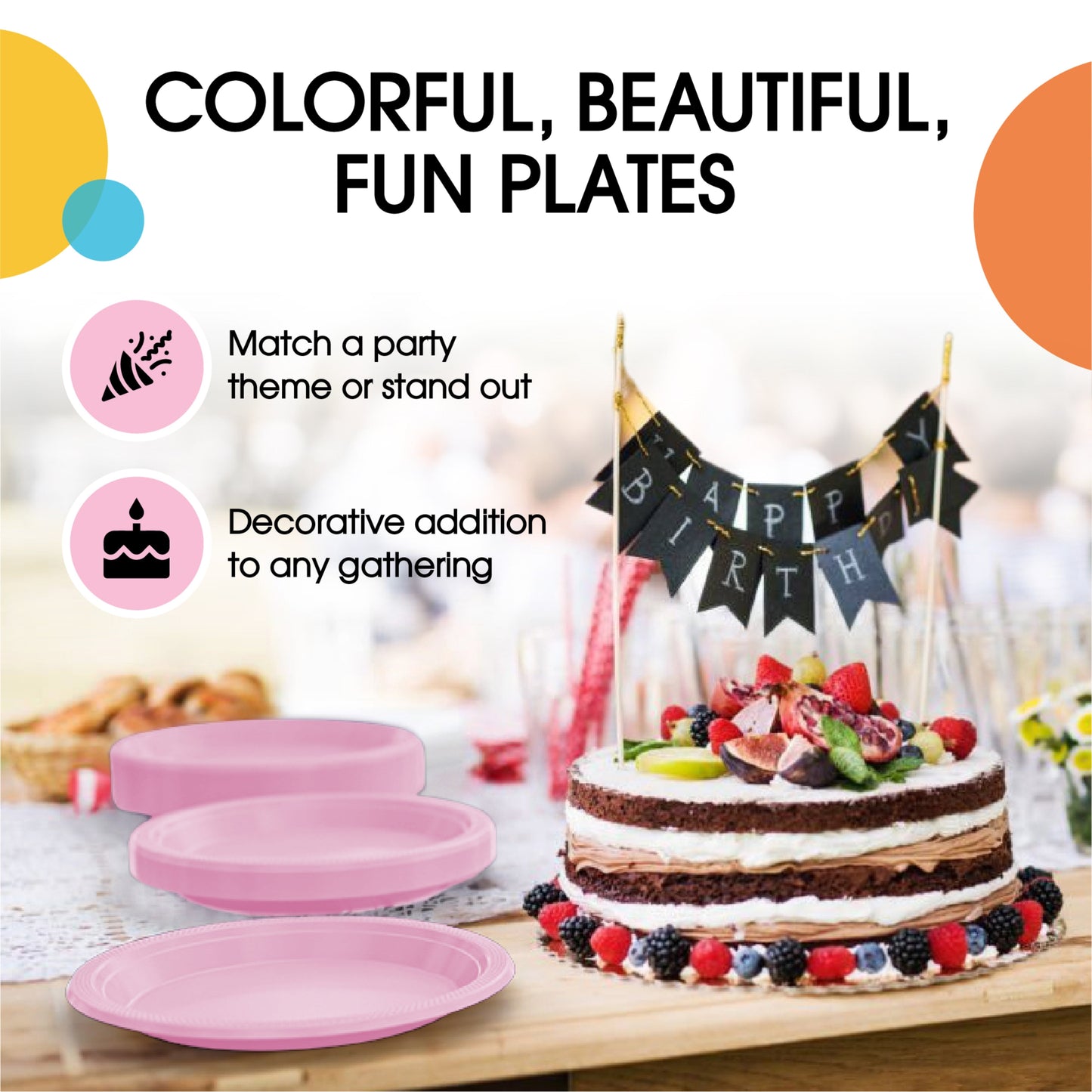 7 In. Pink Plastic Plates | 50 Count