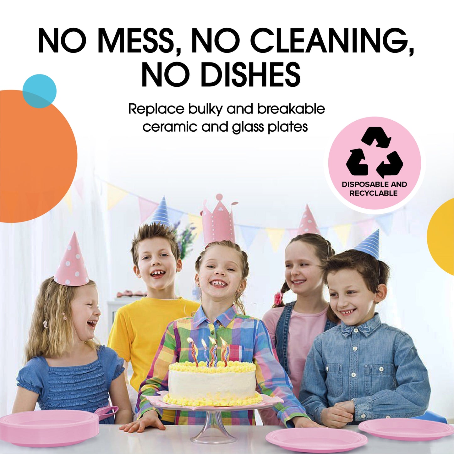 7 In. Pink Plastic Plates | 50 Count